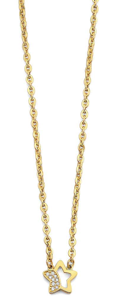 Lady's 14 Karat Cz Open Star Necklace Style: Fashion
Color: Yellow
L