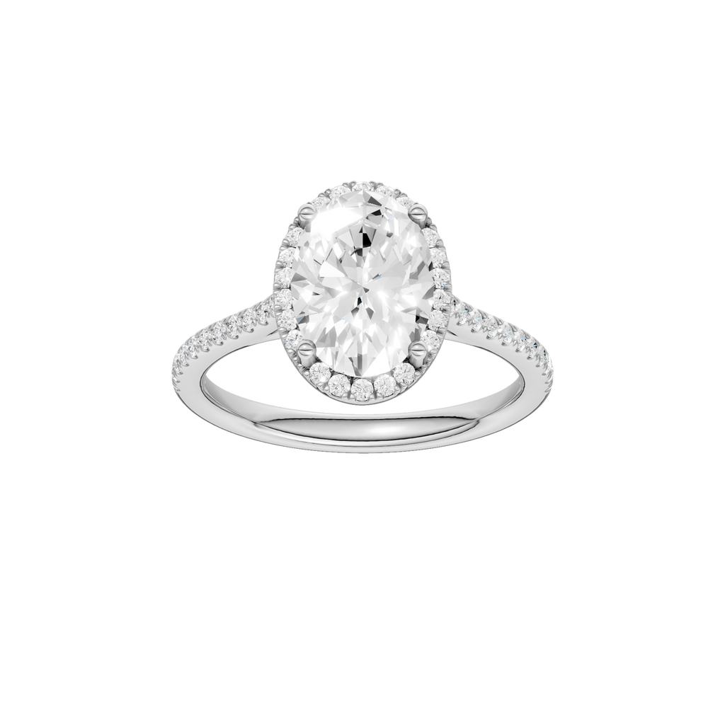 Lady's White 14 Karat Engagement Ring one = 1.57CT Oval F VS Lab Grown