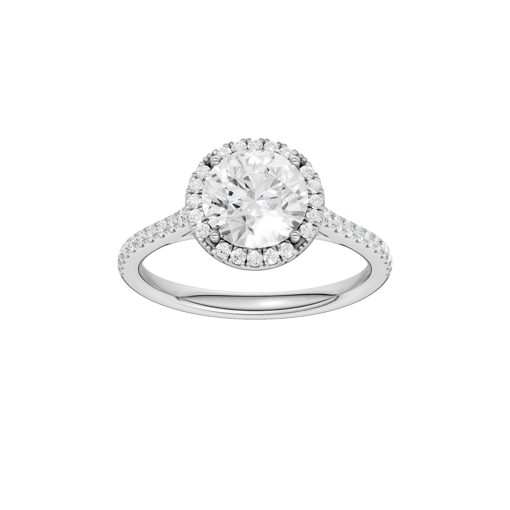 Lady's White 14 Karat Engagement Ring one = 1.50CT Round E/F VS1 Lab G