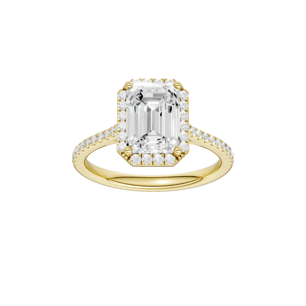 Lady's Yellow 14 Karat Engagement Ring one = 1.52CT Emerald E VS2 Lab