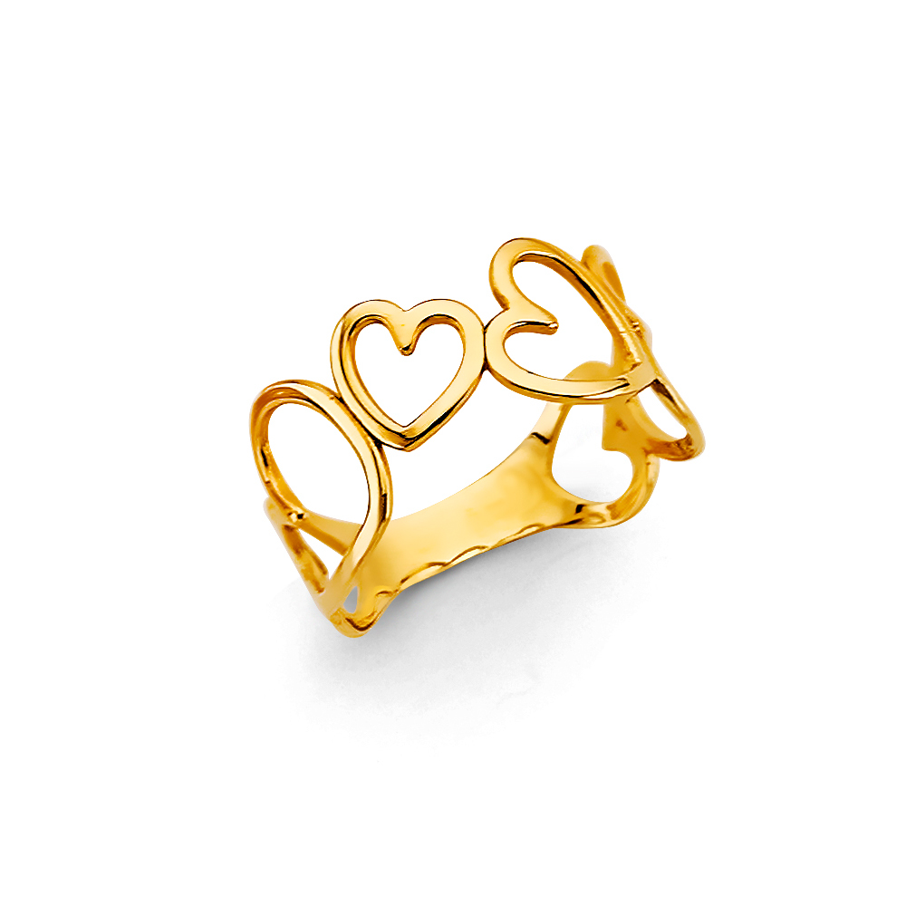 Lady's Yellow 14 Karat Eternity Heart Ring 
Length 8.8 Mm 8.8