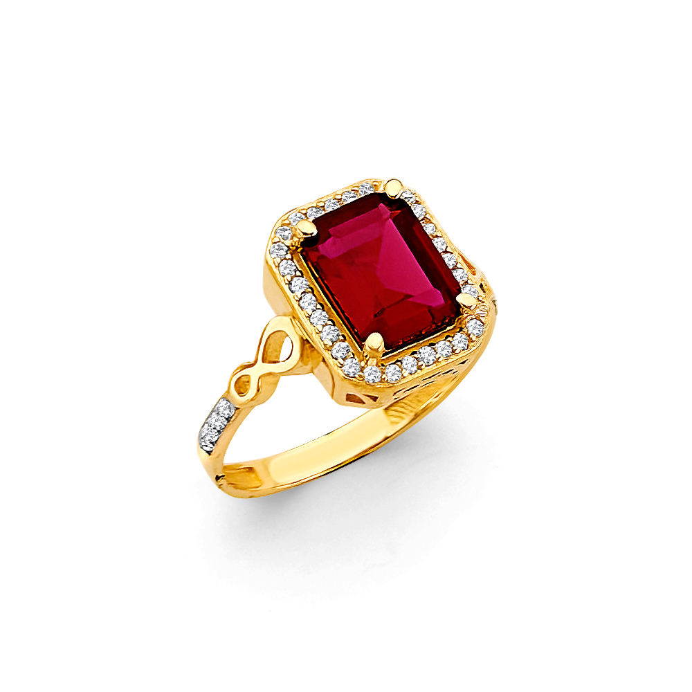 Lady's Yellow 14 Karat Red Cz Infinity Ring 
Length 12.15 Mm 10.12