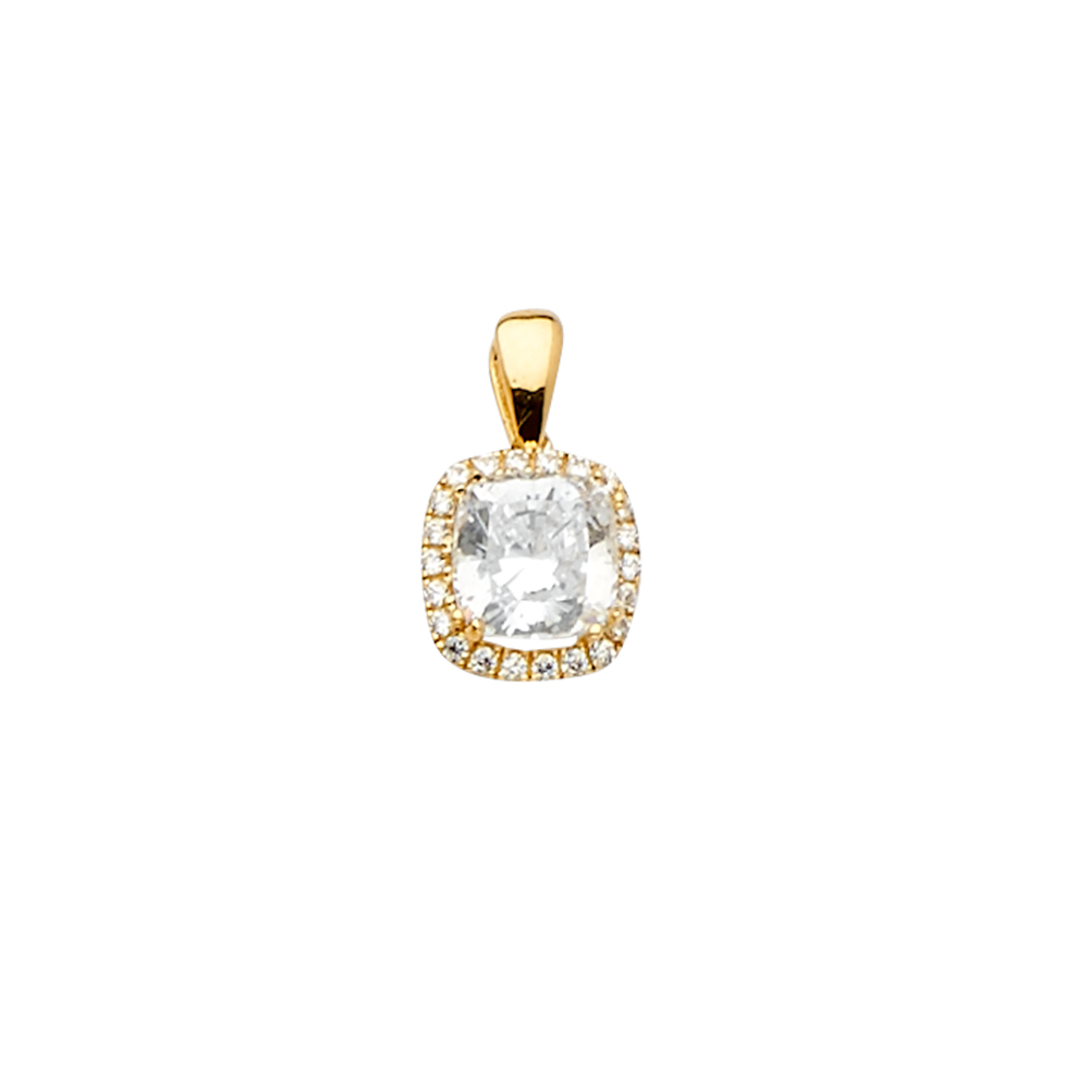 Yellow 14 Karat Cz Square Pendant 
Mm 8 Length: 13