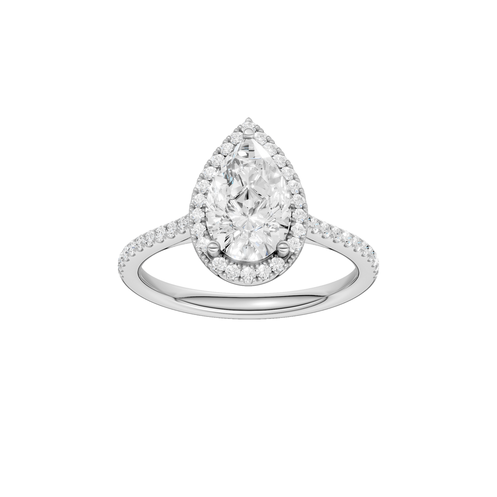Lady's White 14 Karat Engagement Ring one = 1.52CT Pear F VS1 Lab Grow
