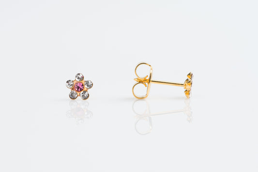 Lady's yellow gold plated crystal/October Rose Piercing