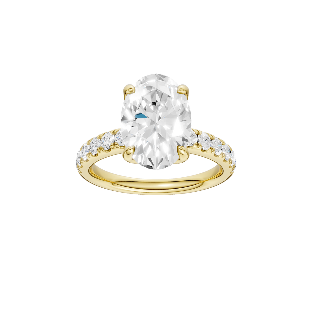 Lady's Yellow 14 Karat Engagement Ring one = 3.06CT Oval F VS Lab Grow