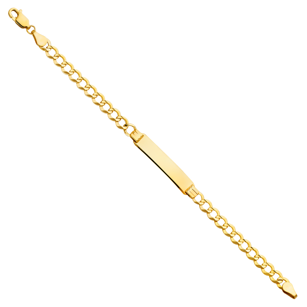 10 Karat Baby ID Bracelet Style: Cuban
Color: Yellow
Length: 6" 5mm
