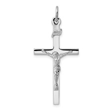 Sterling Silver Rhodium-plated Polished INRI Latin Crucifix Pendant
