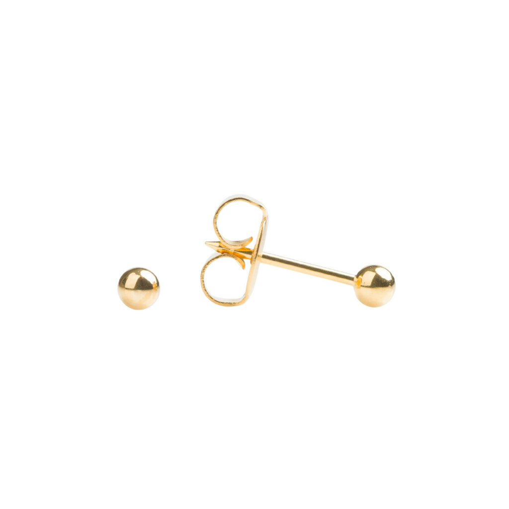 Gold Plated Ball Piercing Studs 3mm