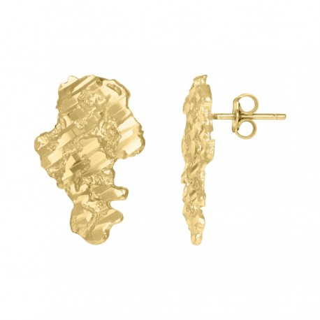 Lady's Yellow 10 Karat Nugget Earrings 
 18 Mm