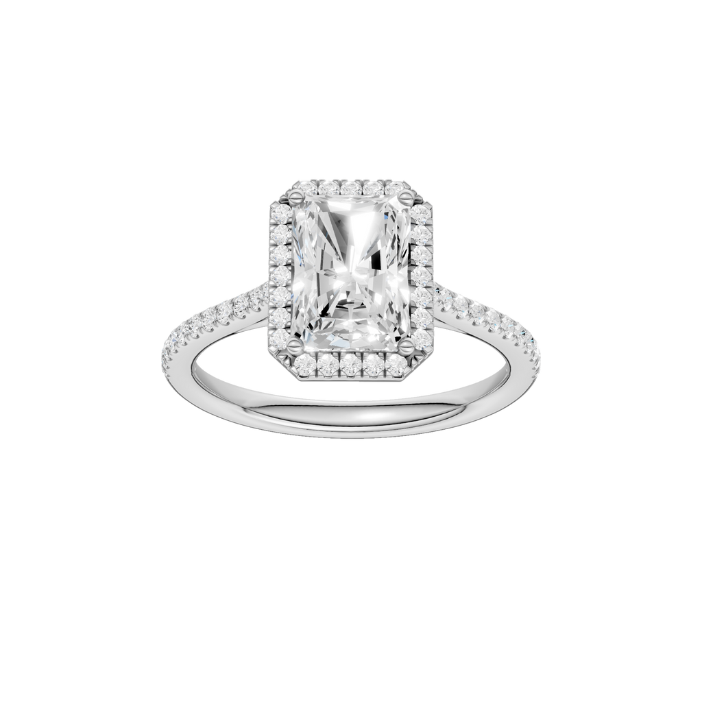 Lady's White 14 Karat Engagement Ring one = 1.54CT Radiant F VS1 Lab G