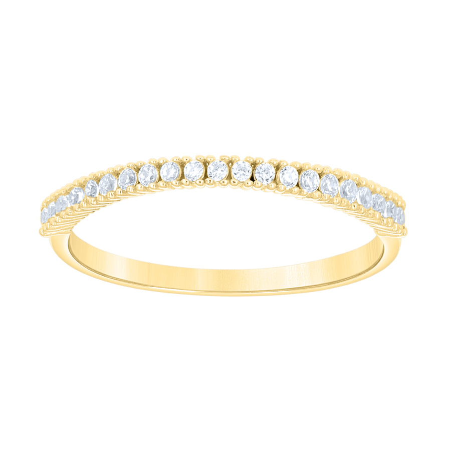 Lady's Yellow 10 Karat Fashion cz Ring Length 1.5x1mm size 7