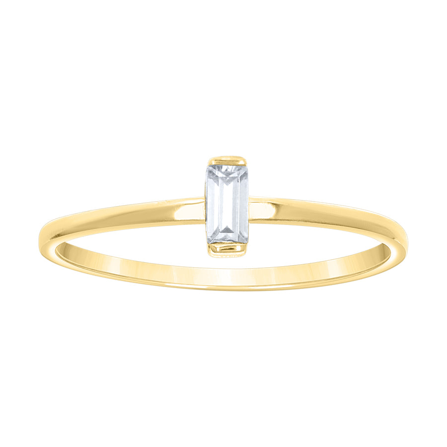Lady's Yellow 10 Karat baguette cz Ring Length 2.5x1.15mm size 7