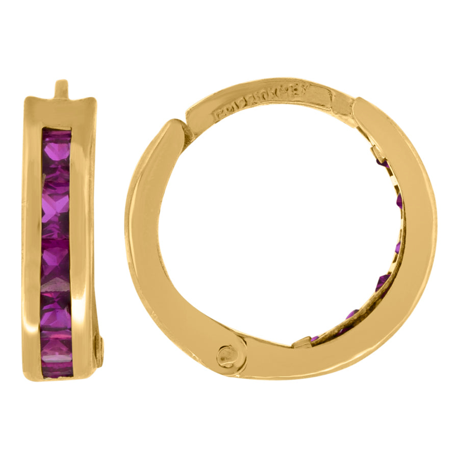 Lady's Yellow 10 Karat cz red hoops Length 11x8.7mm