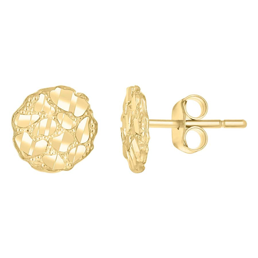 Lady's Yellow 10 Karat round Earrings Length 7.9x7.9mm Style: Nugguet