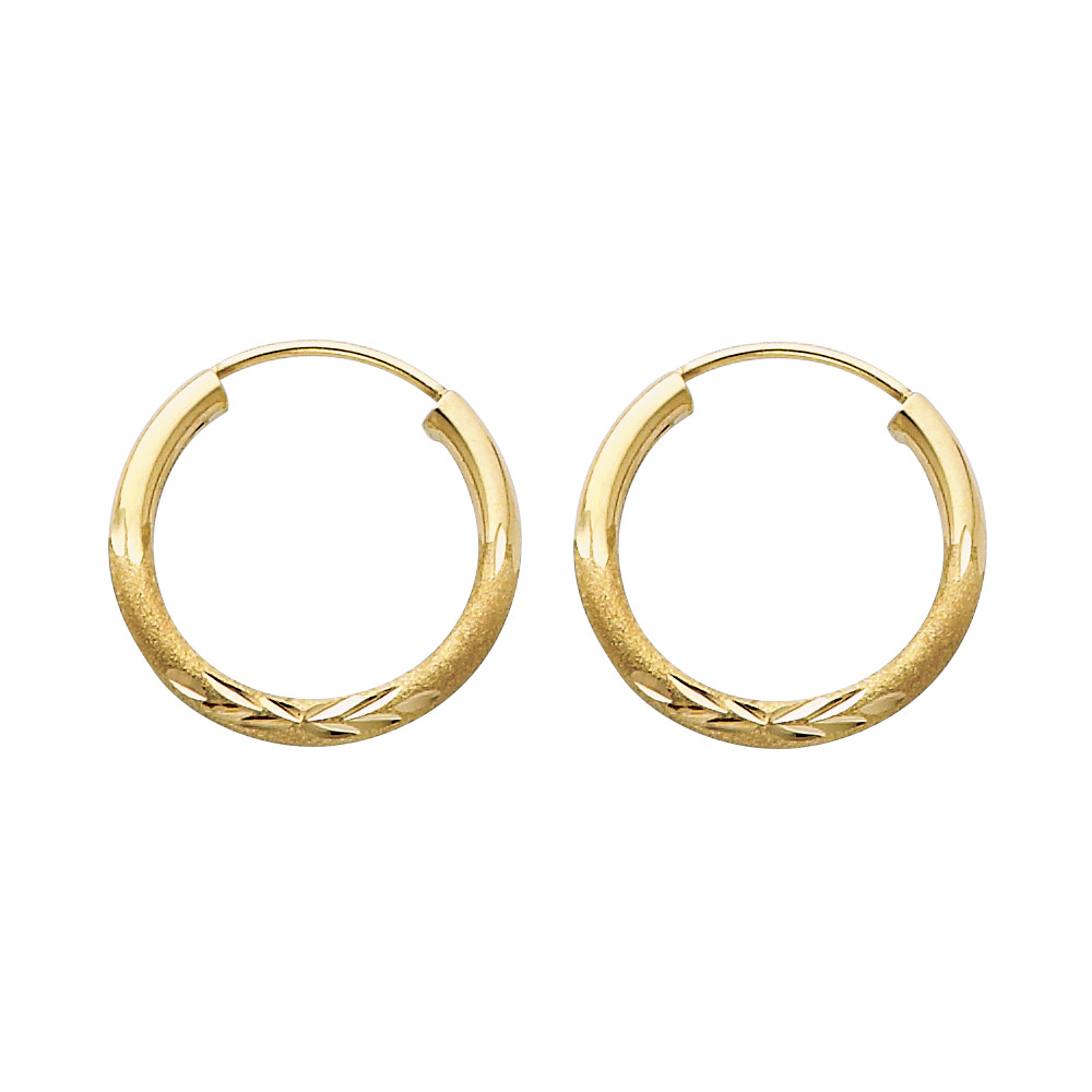 14KY 2mm Budded DC Endless Hoop Earrings 
17mm
