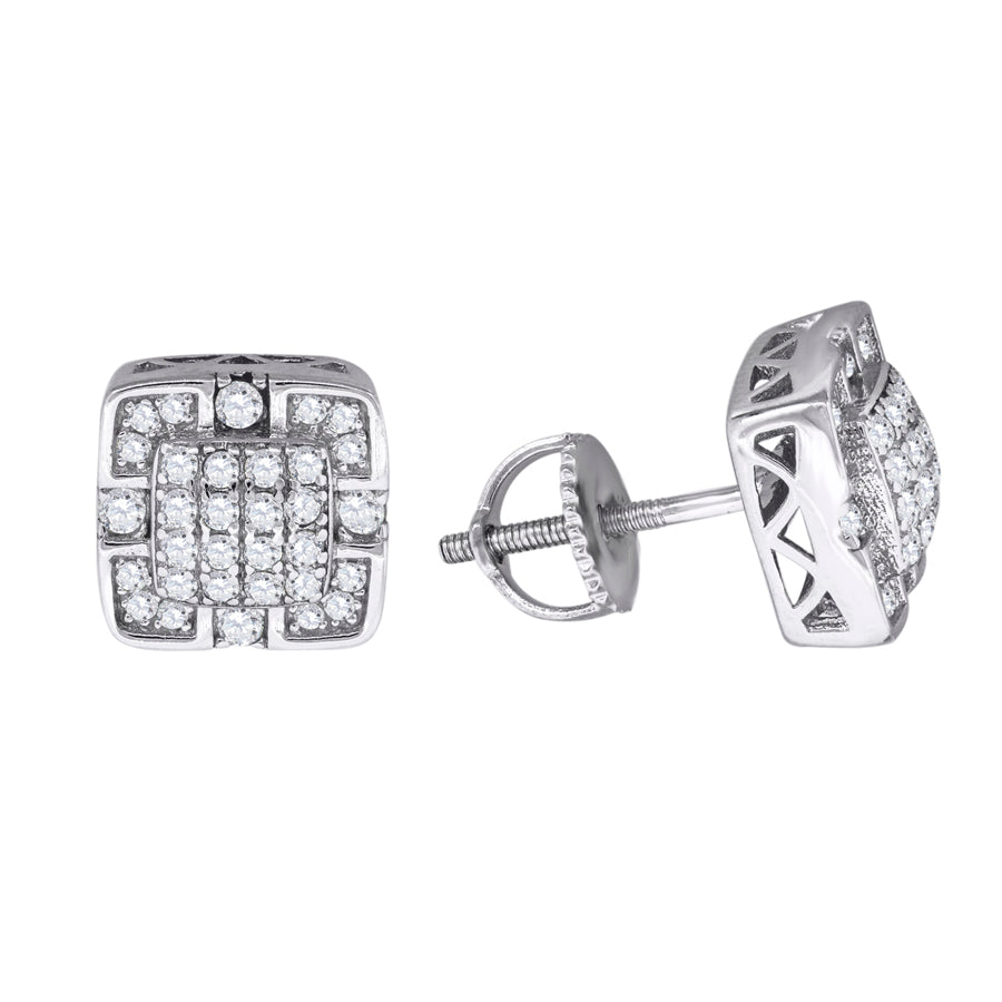 Lady's White Sterling Silver  cz stud Earrings