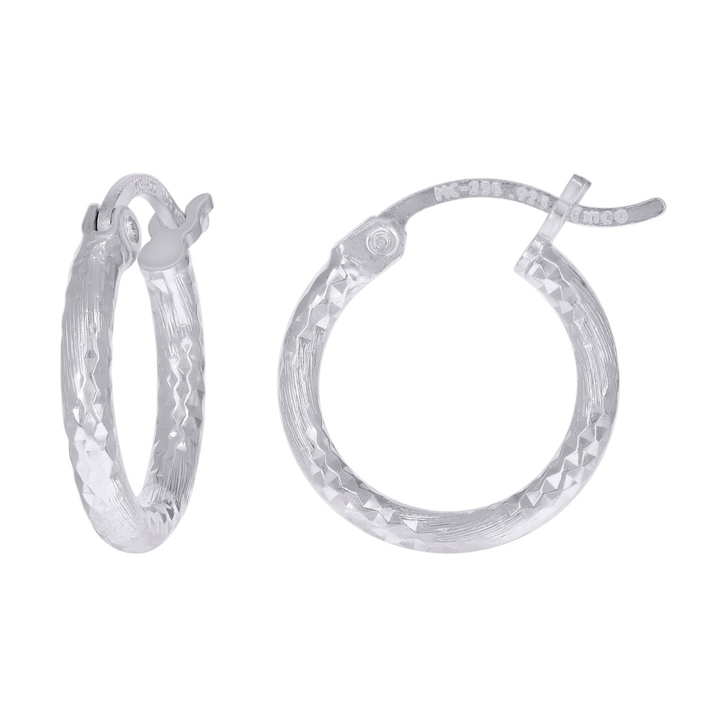 Lady's White Sterling Silver hoops Earrings 25x18.9mm