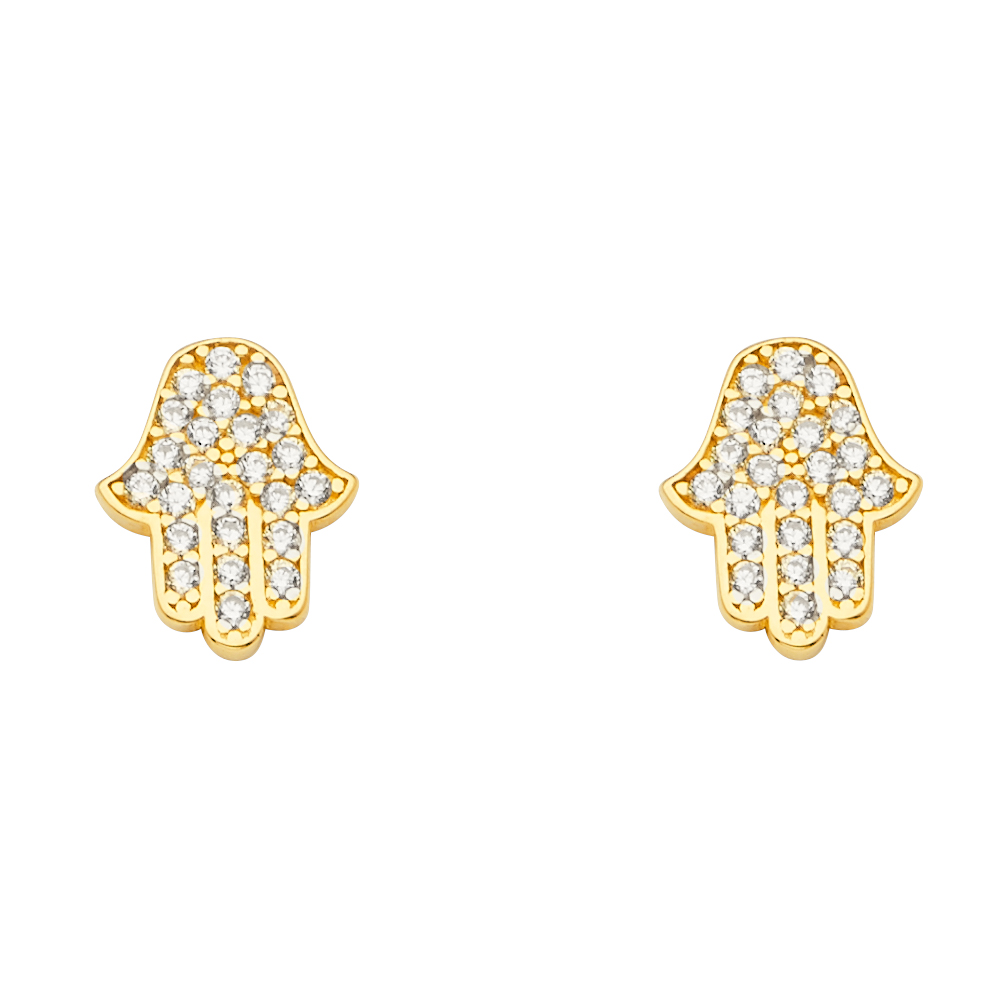 14KY CZ Hamsa Earrings with Push back
Gender: Ladies