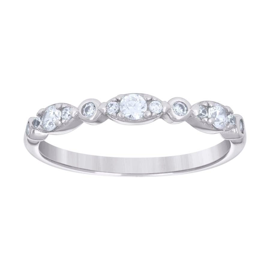 Lady's White Silver Cz Ring Length 2.8MM