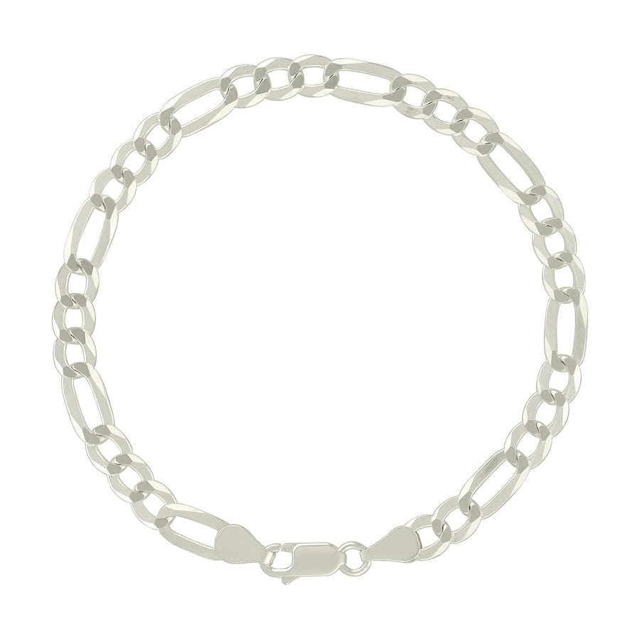 925 Sterling Silver Bracelet 5mm Style: Figaro
Length: 8"