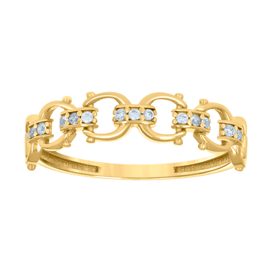 Lady's Yellow 10 Karat CZ Fashion Ring Length 4.8mm