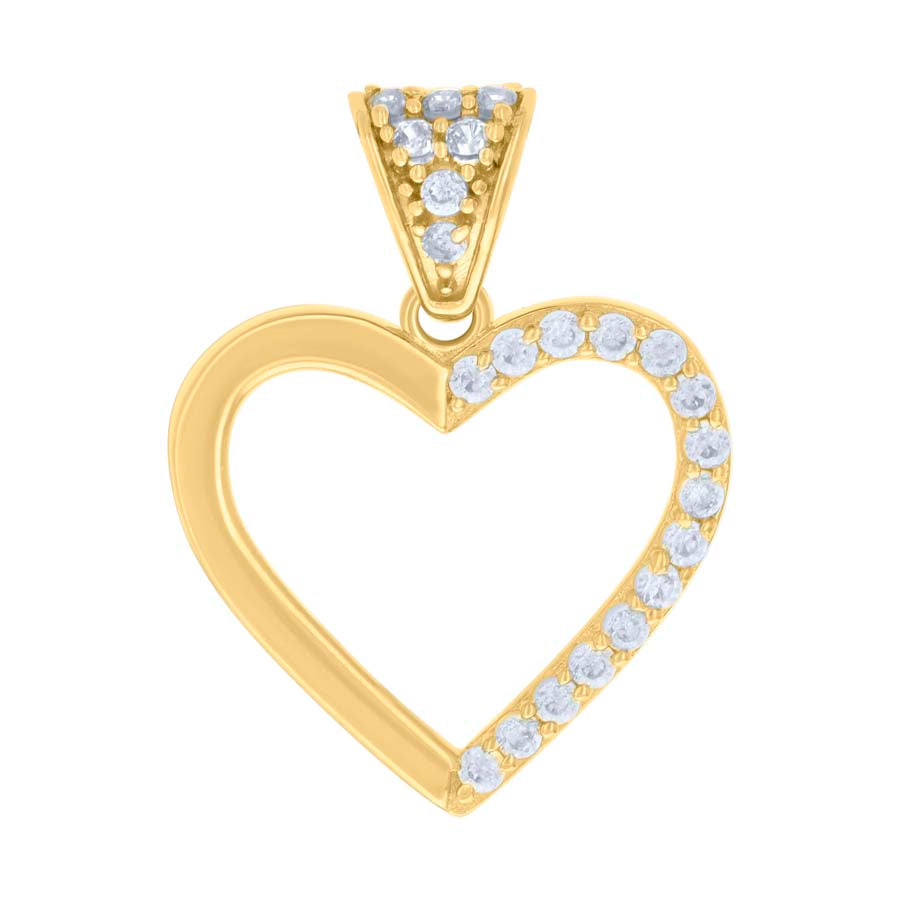 Yellow 10 Karat Heart CZ Pendant 20.3X15.4mm