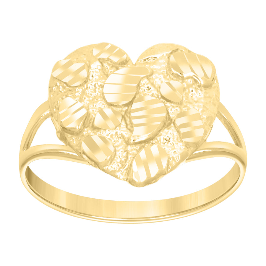 Lady's Yellow 10 Karat Nugget Heart Nugget  Ring Length 12.49