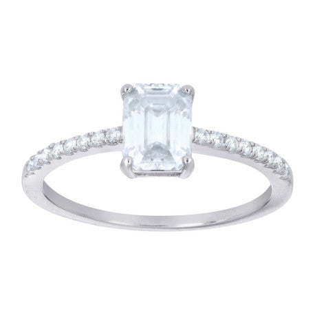 Lady's White Silver Solitaire 2.18 ctw Moissanite Ring Length 4.9x6.5m