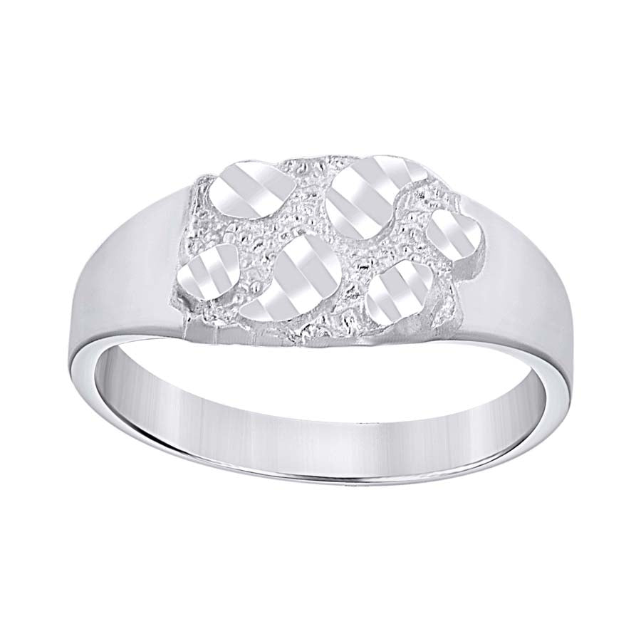 Lady's White Silver Nugget Ring Length 6.6x3.4mm