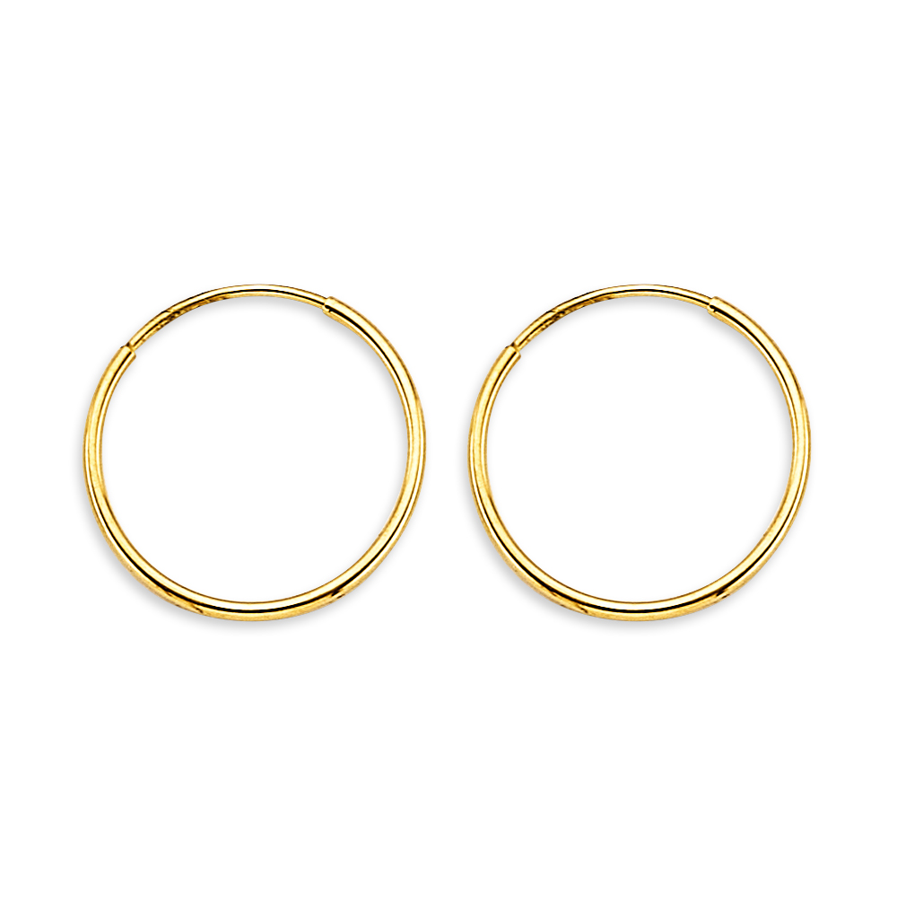 Lady's Yellow 14 Karat Hoops Earrings 1mm Length 15x15mm