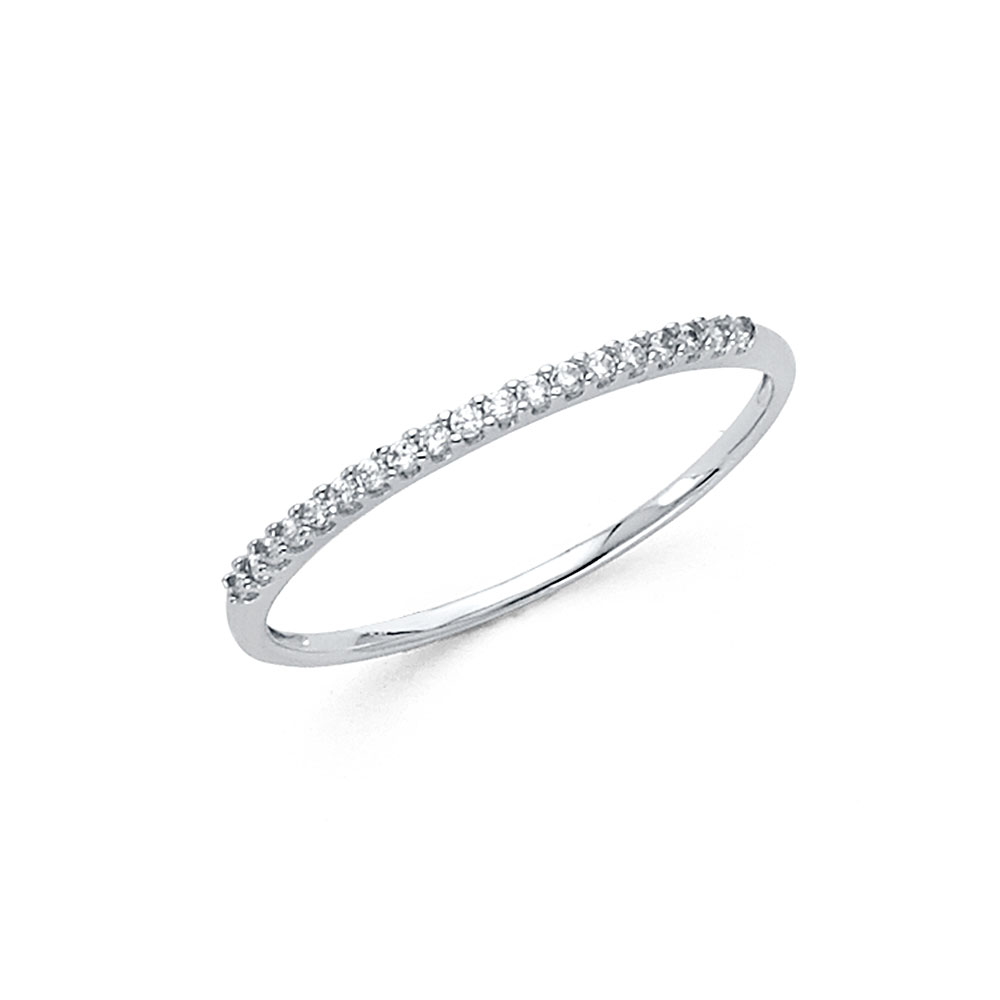 Lady's White 14 Karat Band CZ Fashion Ring Length 1.5mm