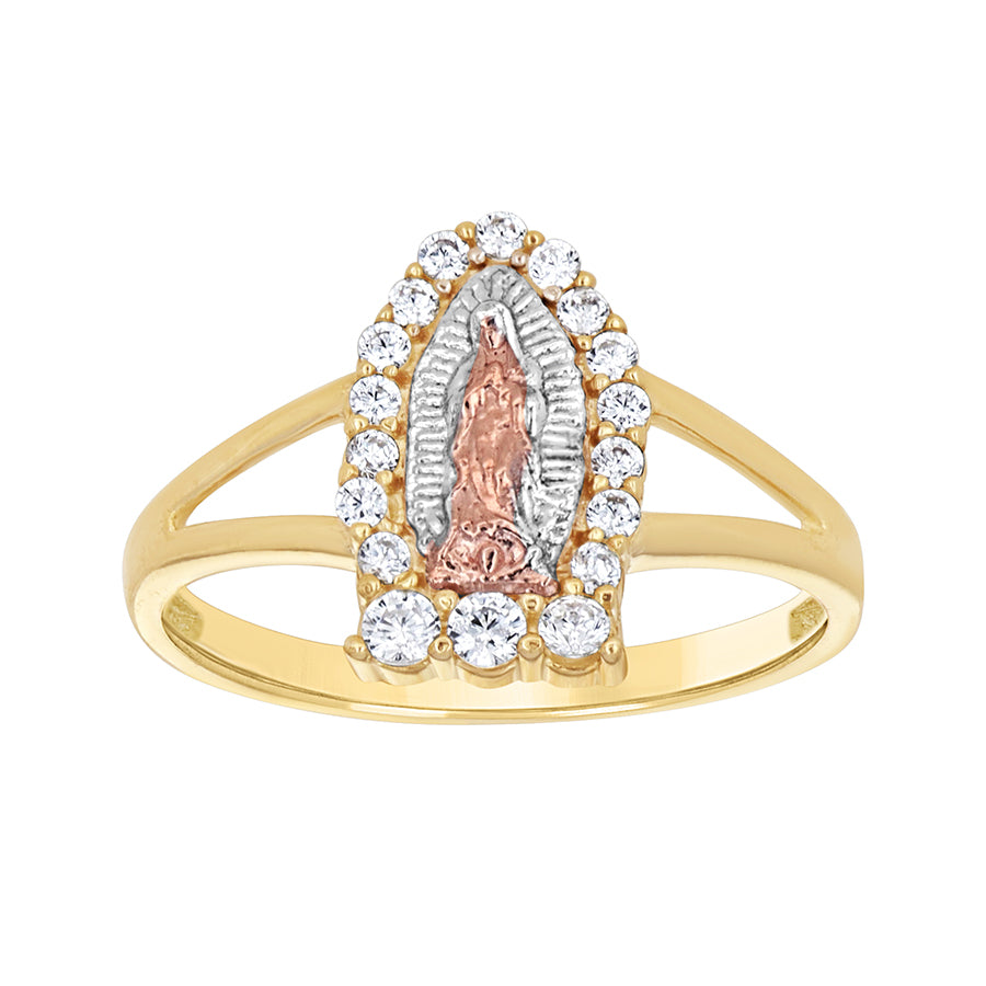 Lady's Three-Tone 10 Karat Fashion Ring Length 11.7x2mm