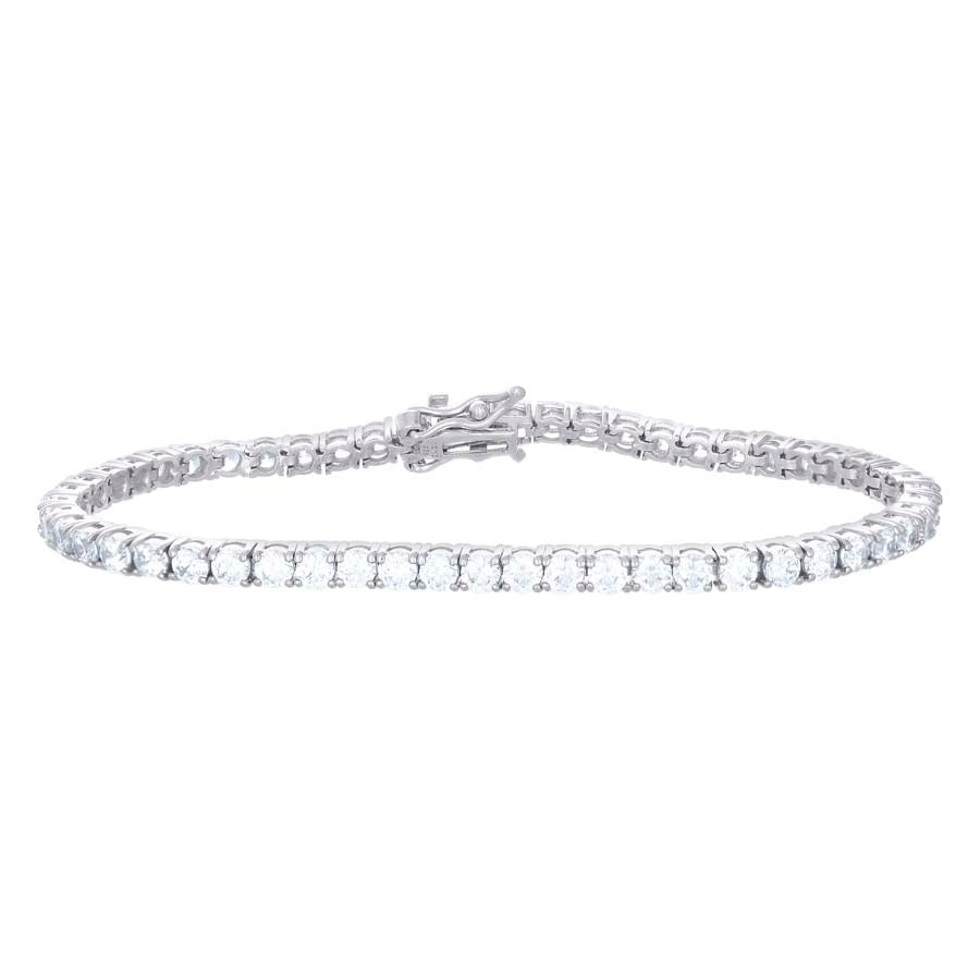 925 Sterling Silver Moissanite 5.68ctw Tennis Bracelet 3mmLength: 8"