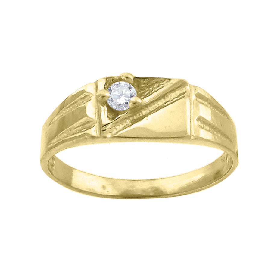Yellow 10 Karat Baby CZ Ring 4.2mm Finish: polished