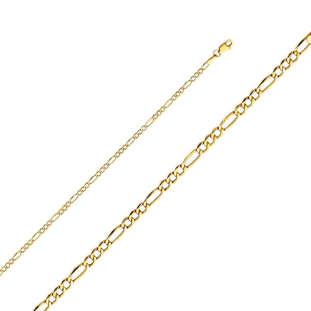 Gent's 925 1/10 10K Metal: Hollow Figaro 
Color: Yellow 24" 3mm