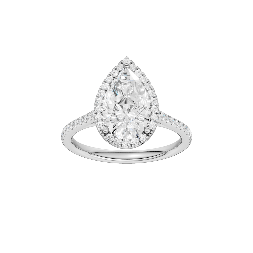 Lady's White 14 Karat Engagement Ring one = 2.08CT Pear F VS Lab Grown