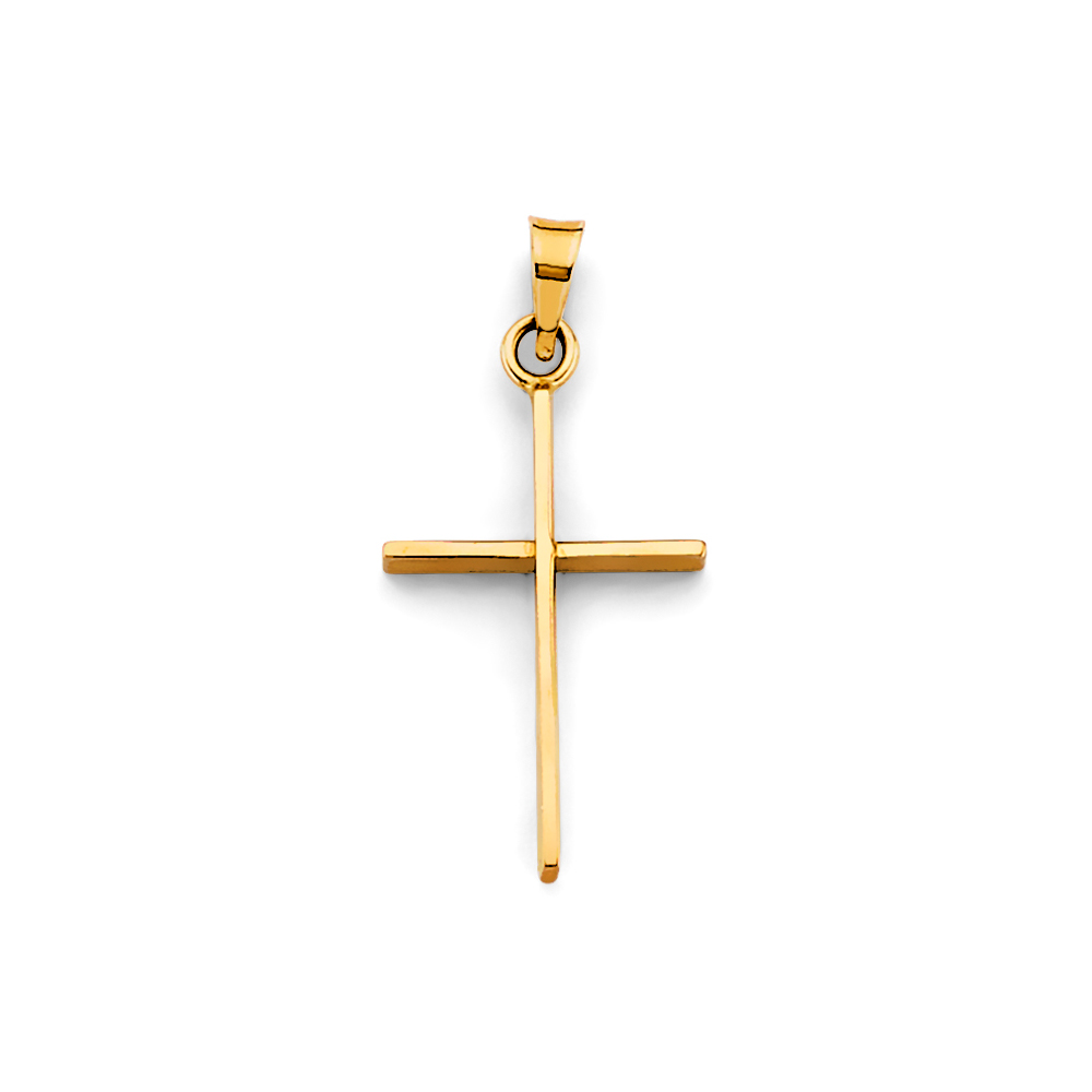 Yellow 10 Karat Plain Cross Pendant 26X11mm