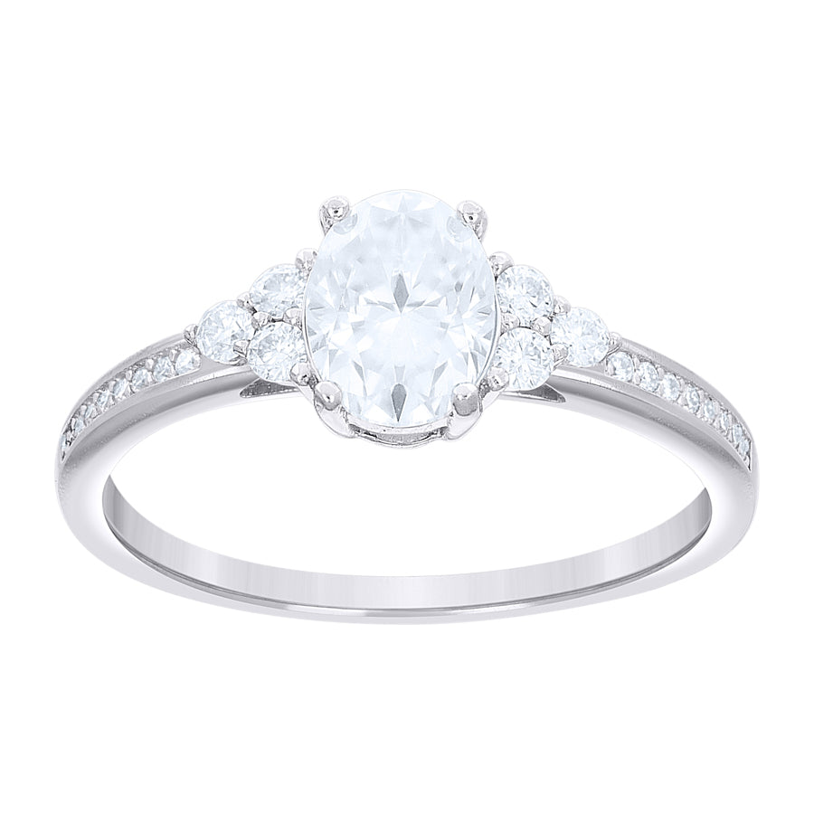 Lady's White Silver Ring Length 5.8x13.6mm