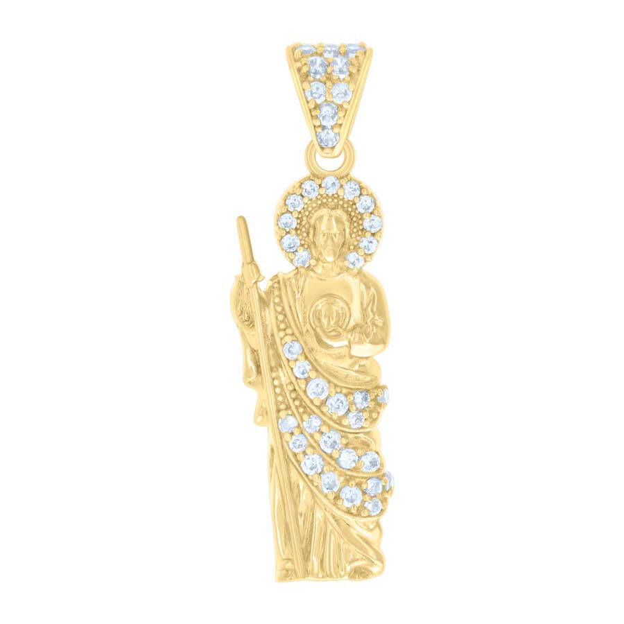 Yellow 10 Karat St Jude CZ Charm 33x9.5mm
Gender: Unisex
