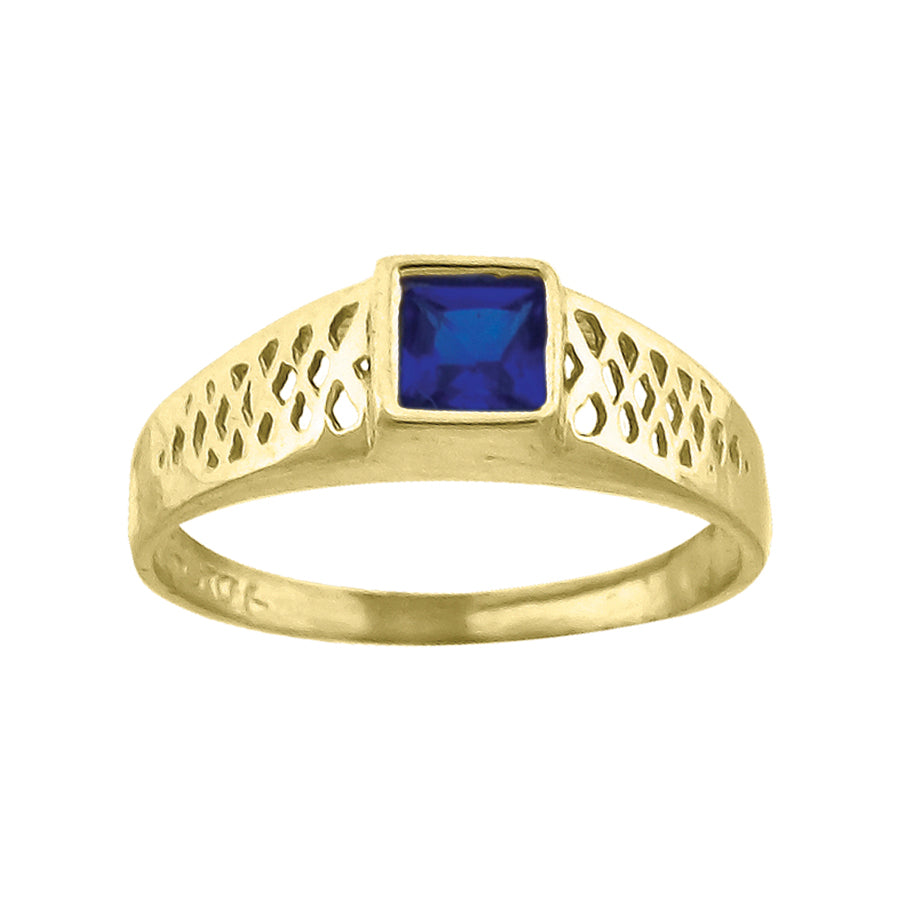 Yellow 10 Karat Fashion CZ Blue Baby Ring Mm 3.8 Finish: polished