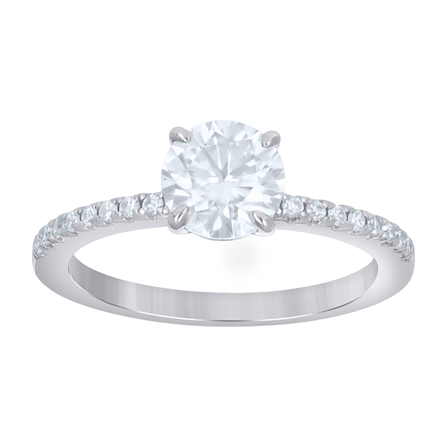 Lady's White Silver Solitarie CZ Ring Length 6.7x1.65mm