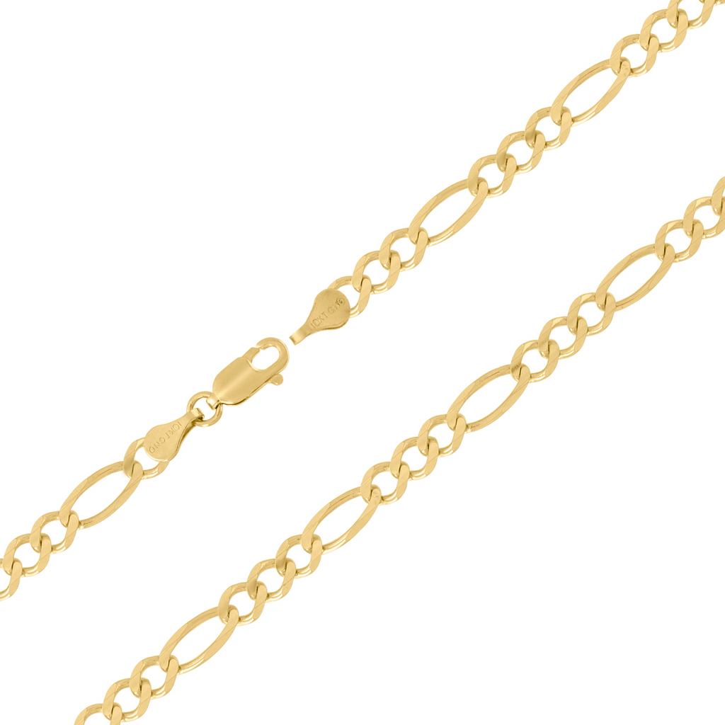 Gent's Yellow 10 Karat Hollow Figaro Bracelet 
4mm
Length: 8"