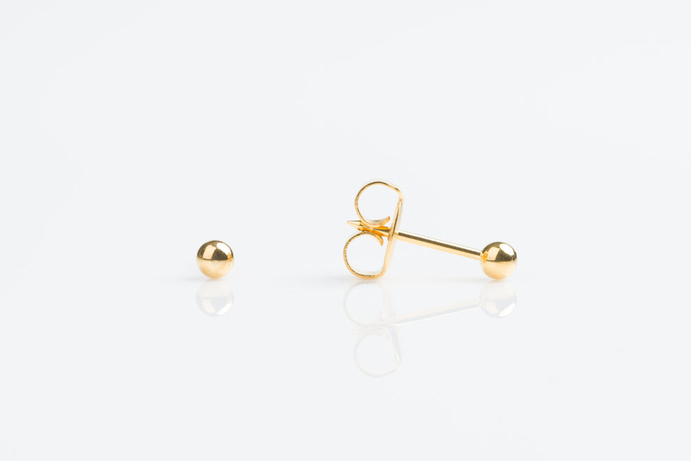 Gold Plated Ball Piercing Studs 3mm