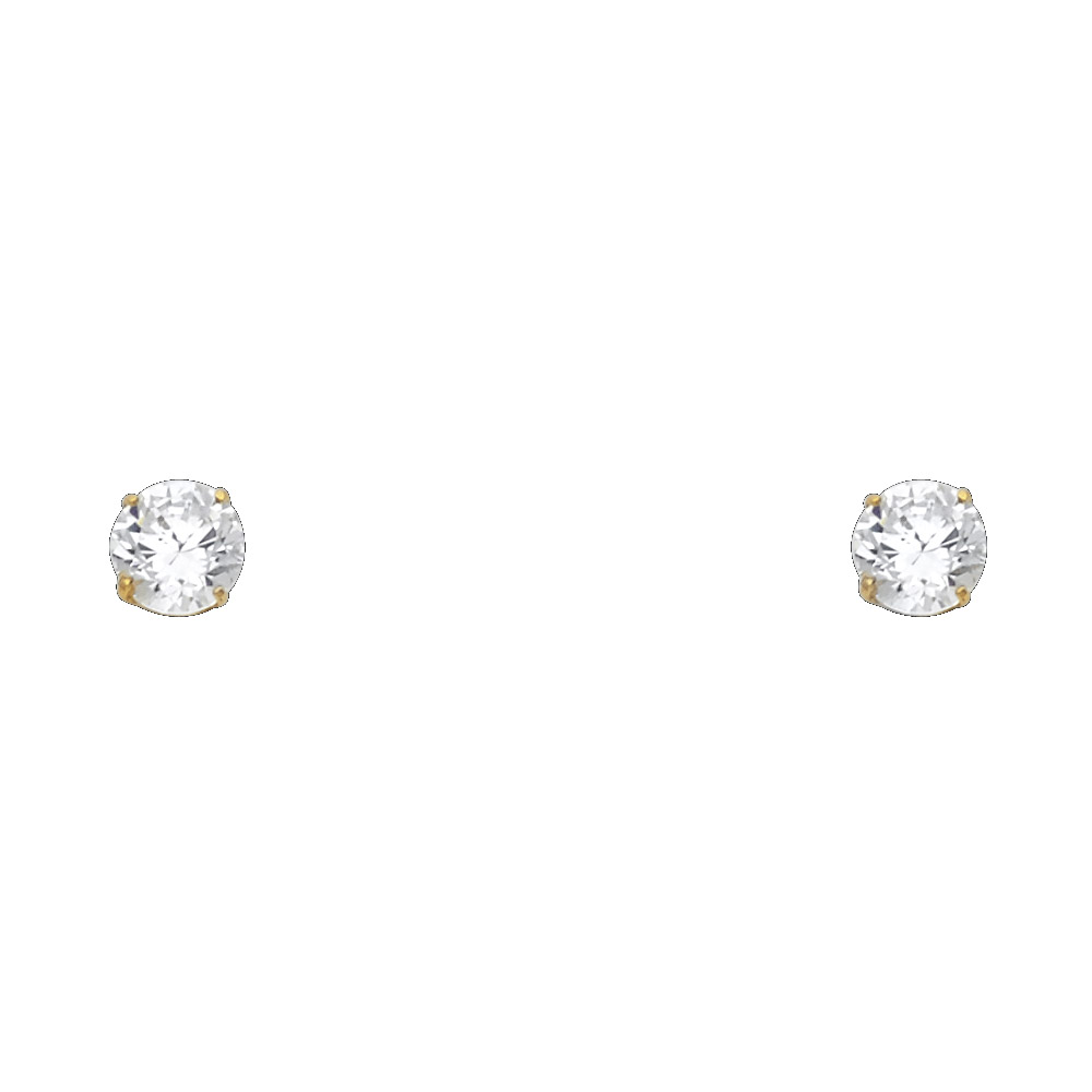 Lady's Yellow 14 Karat CZ Stud Earrings Length 5mm