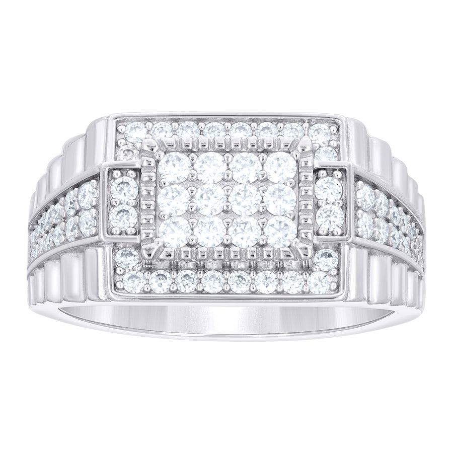 Gent's Silver CZ Fashion Ring Length 4.6x17mm