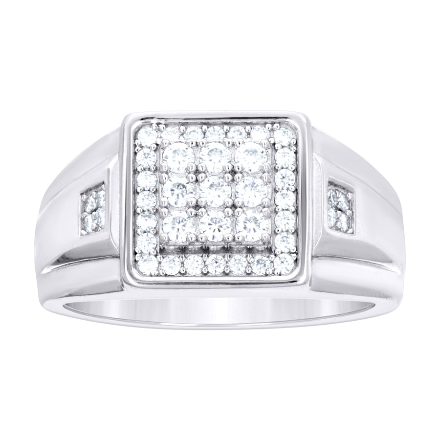 Gent's Silver CZ Fashion Ring Length 7x11.9mm