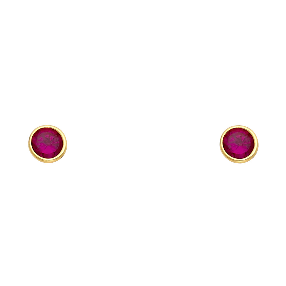 Lady's Yellow 14 Karat Red stud Earrings 
5mm
