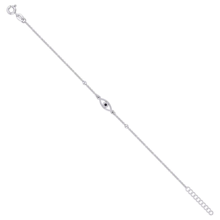 Lady's White Sterling Silver Eye Bracelet Mm 2 Style: Fashion
Length: