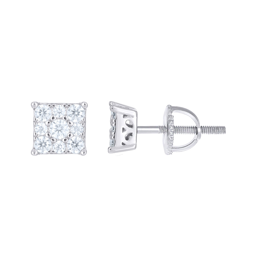 Lady's White Sterling Silver Moissanite Earrings  
6mm Length: 6
